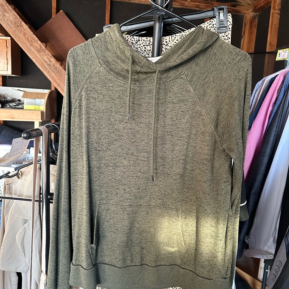 Garage Olive Green Women's Cowl Hoodie Sweater